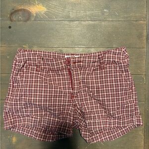 Red Plaid Mini Shorts/low rise